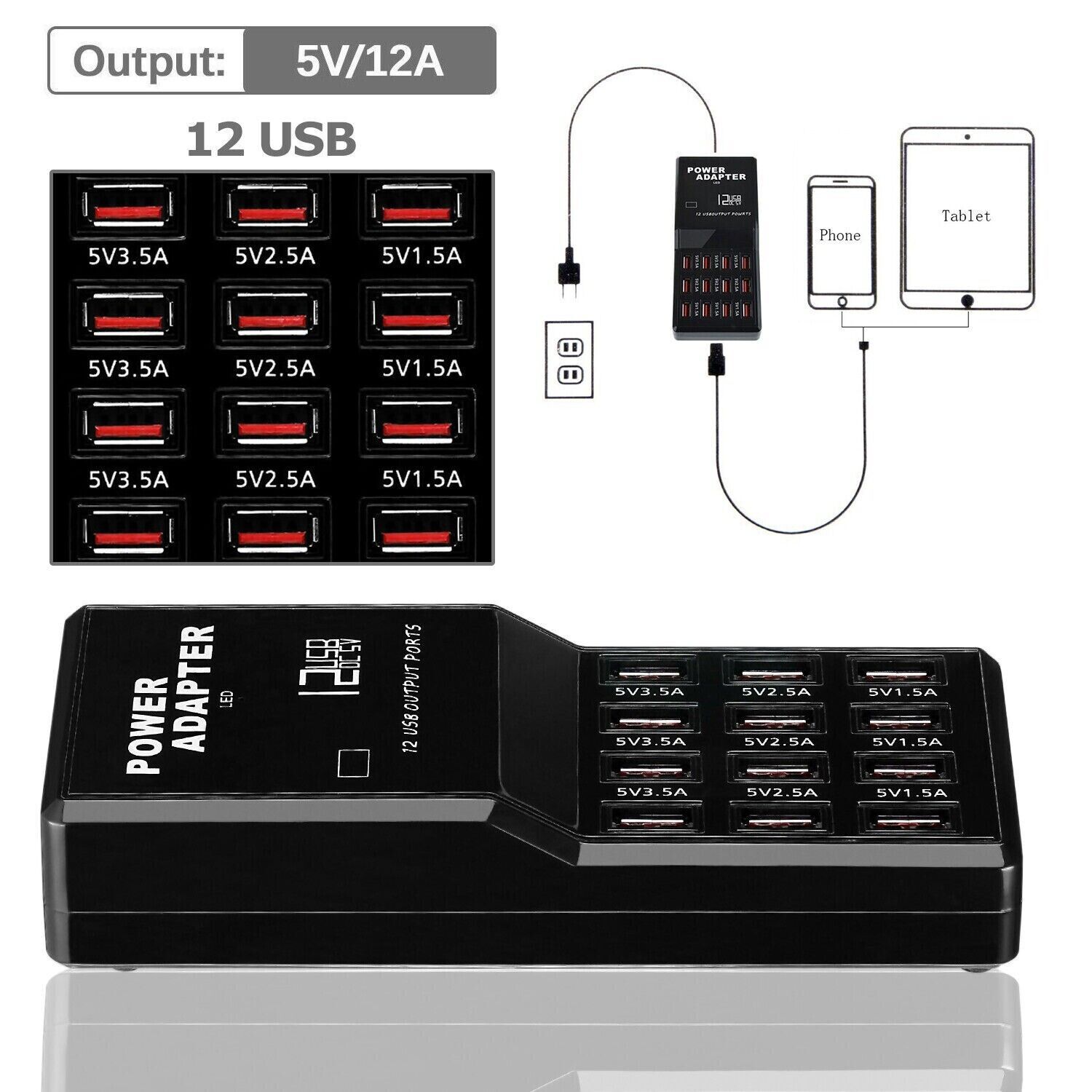 Multi Port Usb Hub - Wieloportowa stacja ładująca USB z 12